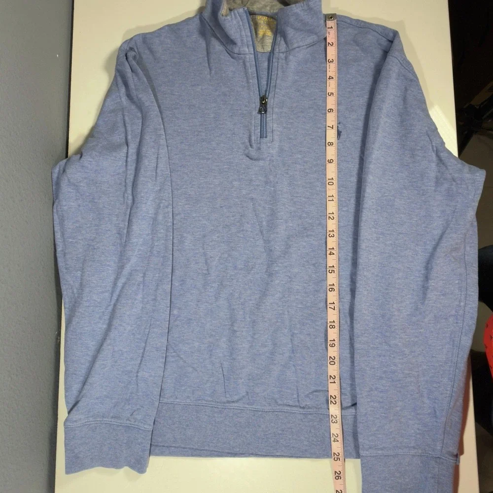 Polo Ralph Lauren Quarter Zip Pullover Mens Large Blue Excellent‎ Heathered Knit